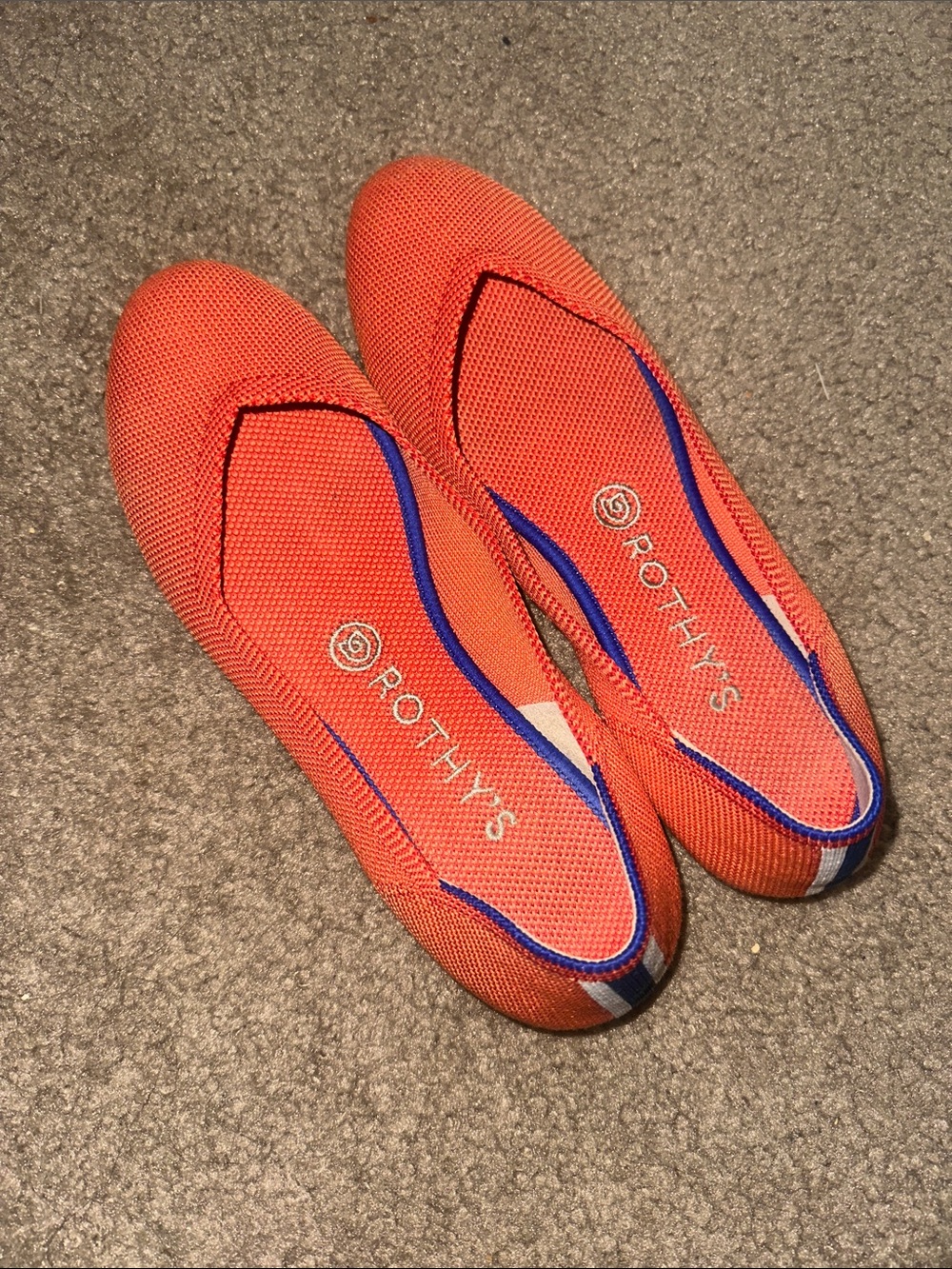Rothy's Persimmon Marine Stripe Ballet Flat Round Toe Women's 8 NWOB